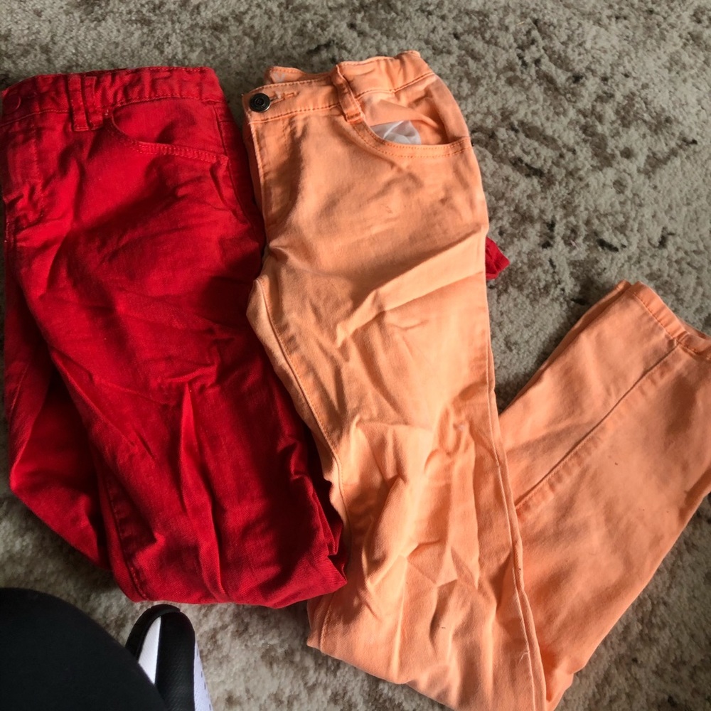 2 bright colorful jeans